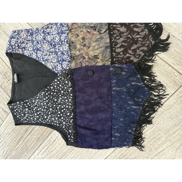 Womens Vintage Boho Cottagecore Patchwork Floral Fringe Vest Size S Judy Knapp - Picture 4 of 5